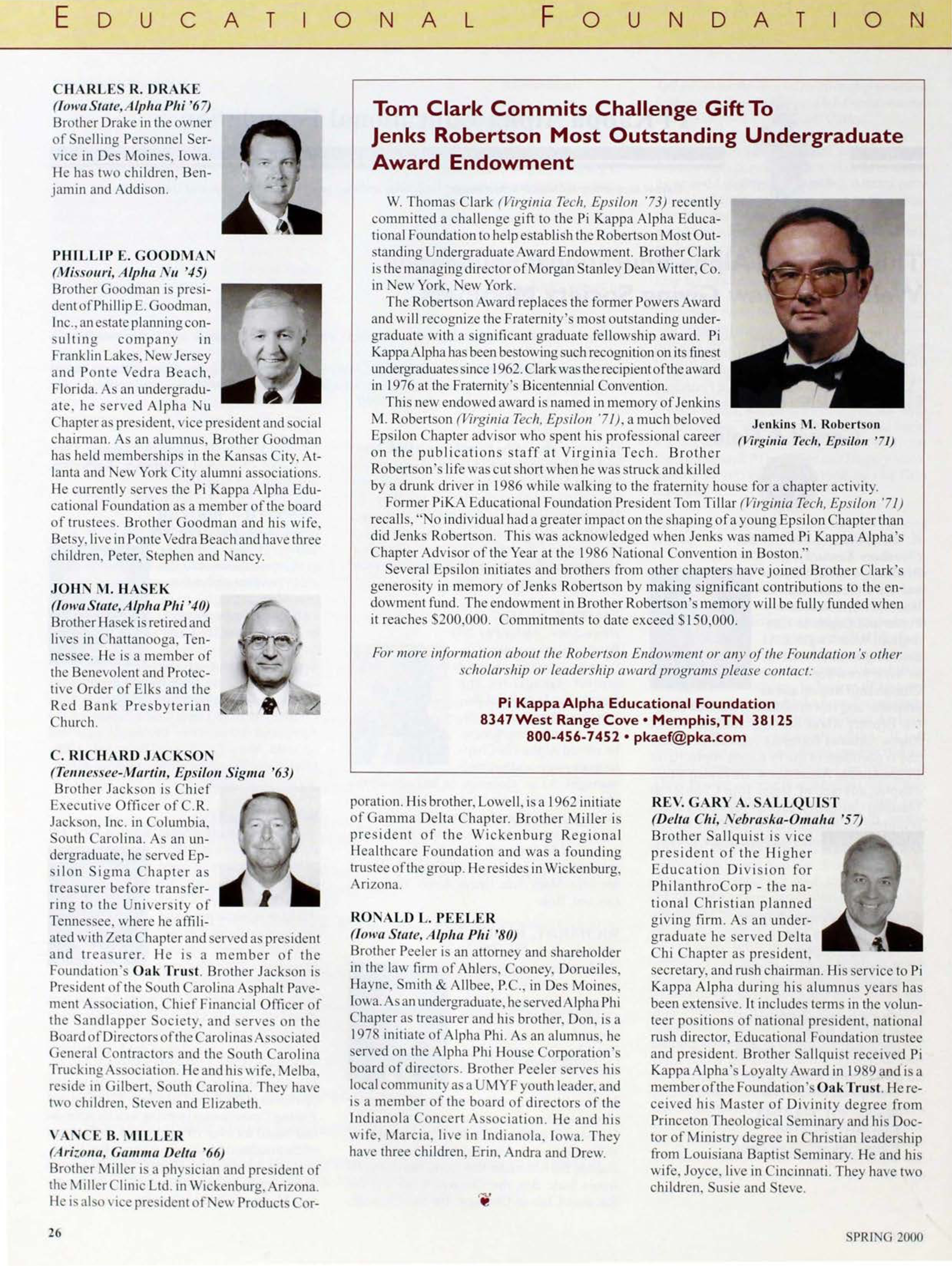 Tom Clark Commits Challenge Gift To Jenks Robertson